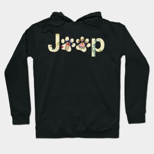 Floral Jeep Dog Paws Jeep Lover Cute Jeep Girl Jeep Women Flower Jeeps Hoodie